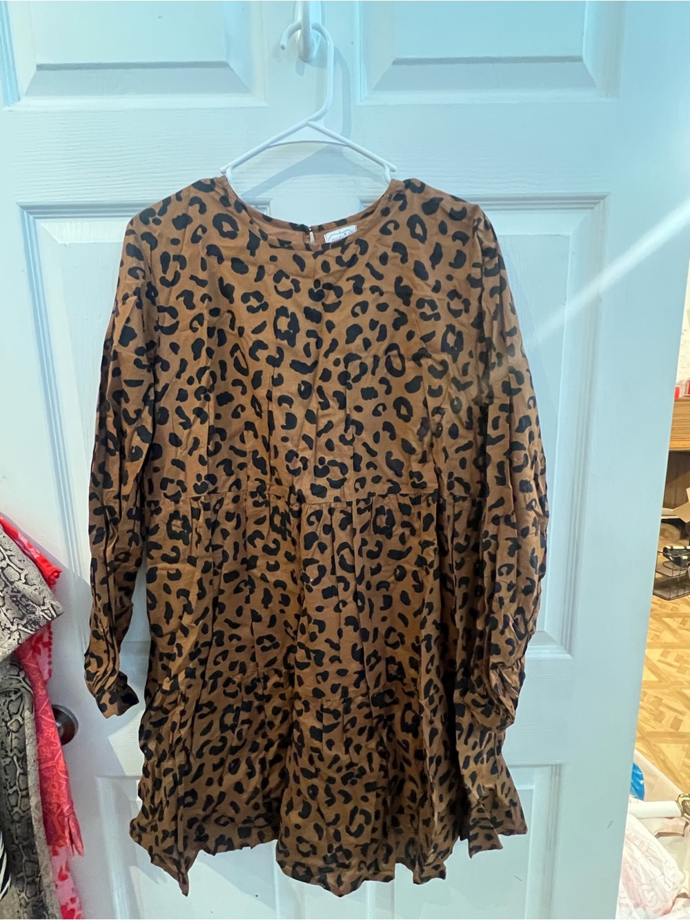 Mus Pie Leopard Print Long Sleeve Dress